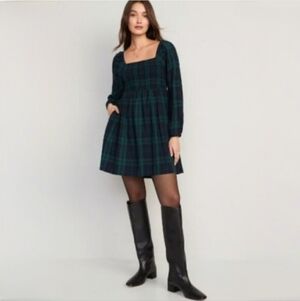 Old Navy Green Plaid Ralph Lauren Chirstmas Smocked Dress Sz Large